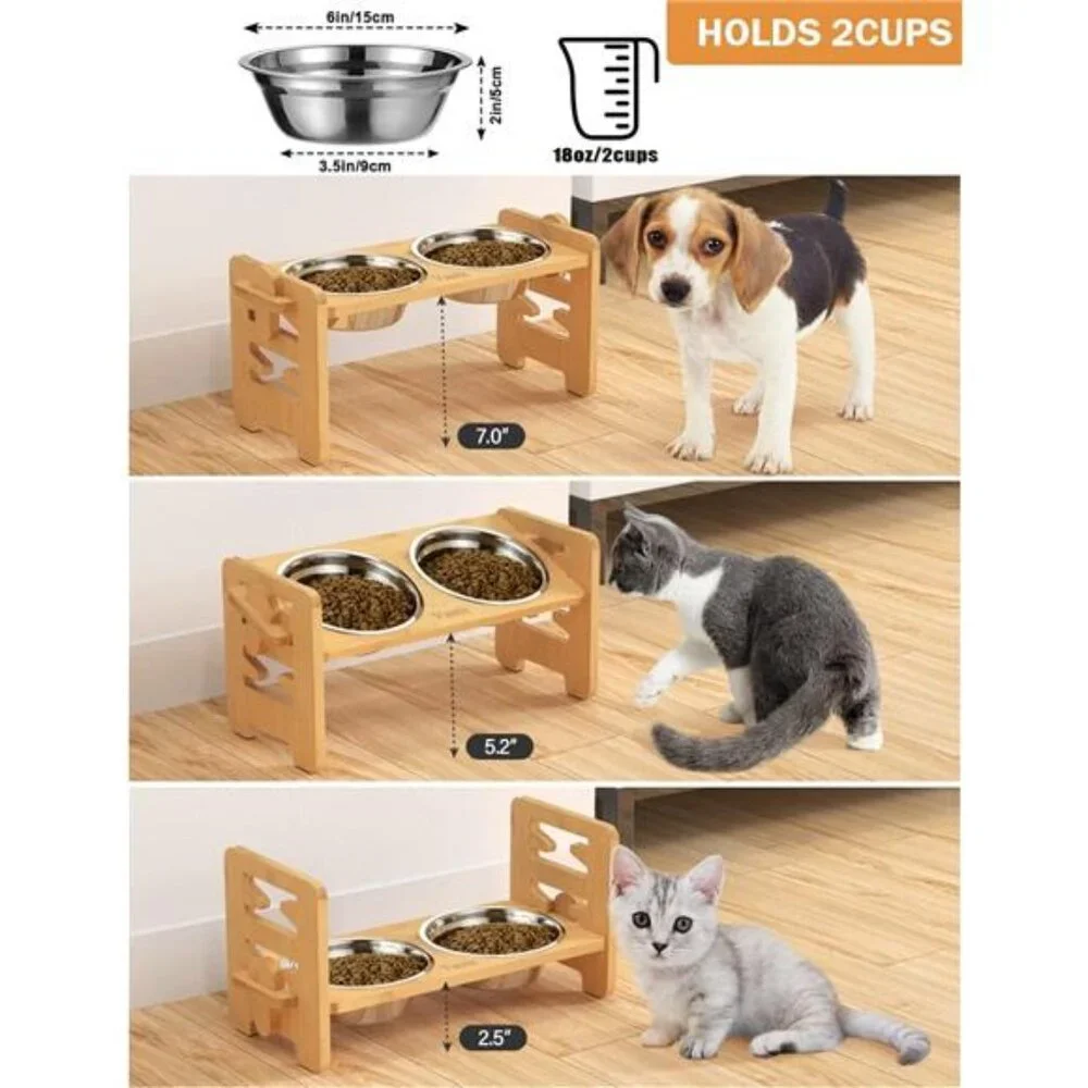 Elevated Dog Bowls, Adjustable Raised Dog Bowl Stand for Small Puppy and Cats